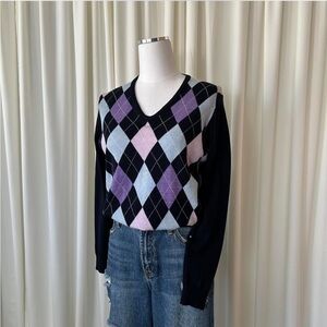 Vintage Brooks Brothers Wool Argyle Sweater | Preppy Dark Academia size Large.